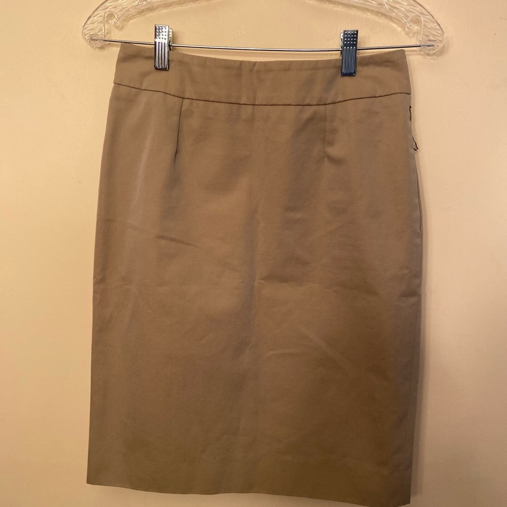 Yves Saint Laurent Rive Gauche Lined Cotton Pencil Skirt IT 36 Beige NWT